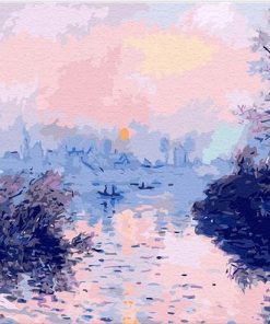 Sunset on the Seine at Lavacourt Landscape Paint By Numbers