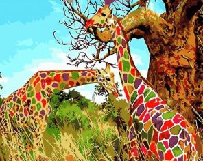 Colored Giraffe paint by numbers