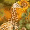 giraffe sunlight flower paint by numbers