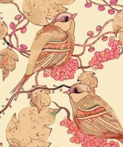 Pink Bird With Flowers Birds Paint By Numbers