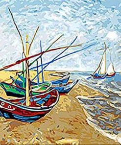 Fishing Boats Saintes Maries By Van Gogh Seascape Paint By Numbers