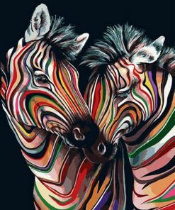 Colorful Zebra Couple Animals Paint By Numbers