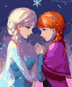 Frozen Elsa and Anna paint by numbers