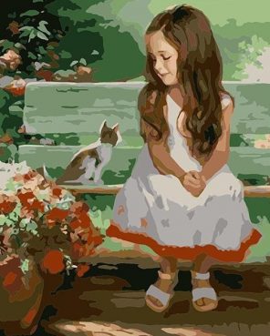 Girl And Her Cat paint by numbers