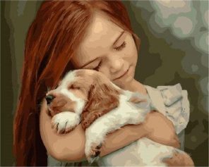 Girl And Her Puppy paint by numbers