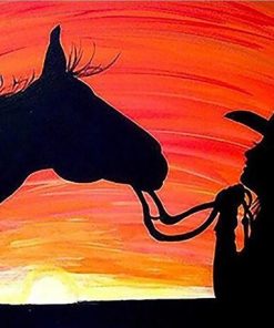 Girl And Horse Silhouette paint by numbers