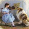 Girl Plays Violin For a Dog paint by numbers