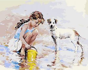 Girl with Dog paint by numbers