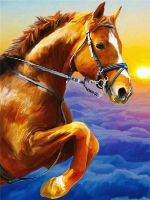 Golden Horse Above Clouds paint by numbers