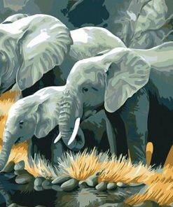 Gray Elephant family paint by numbers