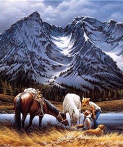 Horses In Mountains paint by numbers