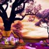 House on Purple Country Landscape Paint By Numbers