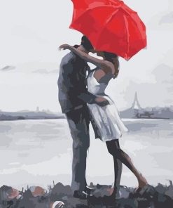 Kissing Under Umbrella paint by numbers