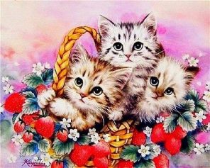 Kittens in Basket paint by numbers