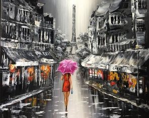 Lady Walking On The Street of Paris paint by numbers