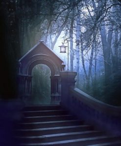 Moon Door In The Forest Landscape Paint By Numbers