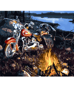 Motorcycle In Forest paint by numbers