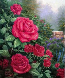 Pink Roses In Garden paint by numbers