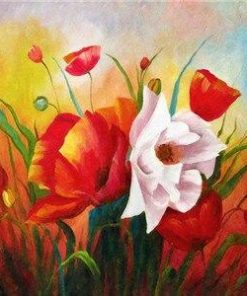 Poppies In Garden paint by numbers