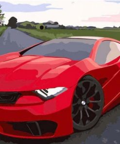 Red Sport Car paint by numbers