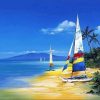 Sailboat Rest On Beach paint by numbers