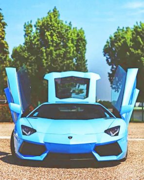 Blue Lamborghini paint by numbers