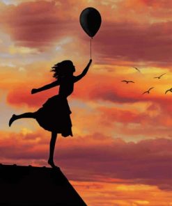 Girl With Balloon Silhouette paint by numbers