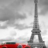 Red Car In Paris paint by numbers