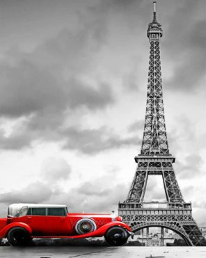 Red Car In Paris paint by numbers