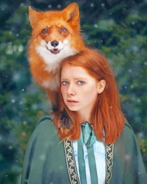 Red Fox And Ginger Girl paint by numbers