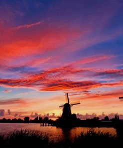 Silhouette Windmills paint by numbers