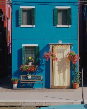 Aesthetic Blue House paint by numbers