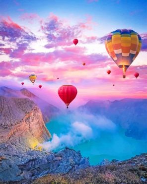 Hot Air Balloons Over Sunset paint by numbers