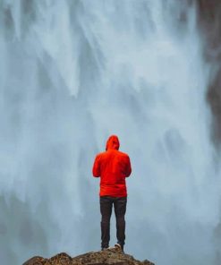 Man watching waterfall paint By Numbers