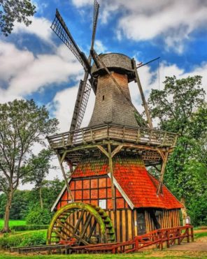 Windmill Water Mill paint by numbers