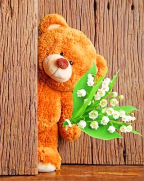 Bear Holding Flowers paint by numbers