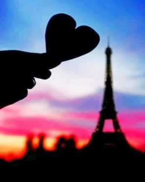 Eiffel Tower And Heart Silhouette paint by numbers