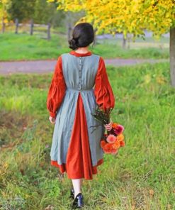 Girl With Vintage Dress In Garden paint by numbers