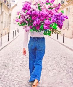 Lady With Purple Flowers paint by numbers