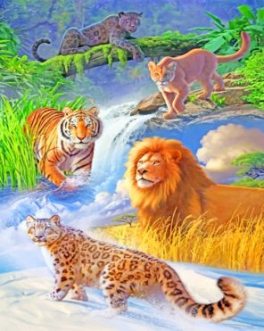 Lion And Tigers Paint by numbers