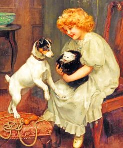 Little Girl And Pets paint by numbers