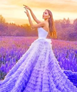 Long Dress Girl In Lavender Field paint by numbers