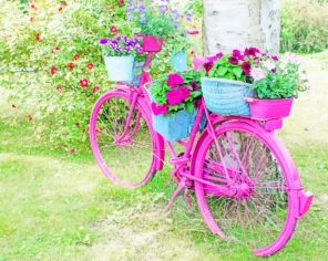 Pink Bicycle Decor paint by numbers