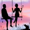 Swinging Couple Silhouette paint by numbers