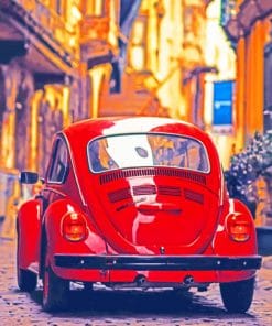 Vintage Red Beetle paint by numbers