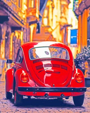 Vintage Red Beetle paint by numbers