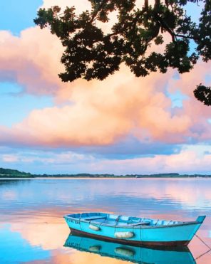 Wooden Old Boat In Lake paint by numbers