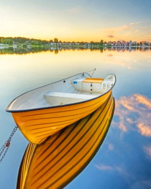 Yellow Boat In Lake paint by numbers