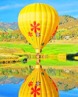 Yellow Hot Air Balloon paint by numbers