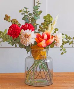 Aesthetic Flowers And Glass Vase Paint by numbers